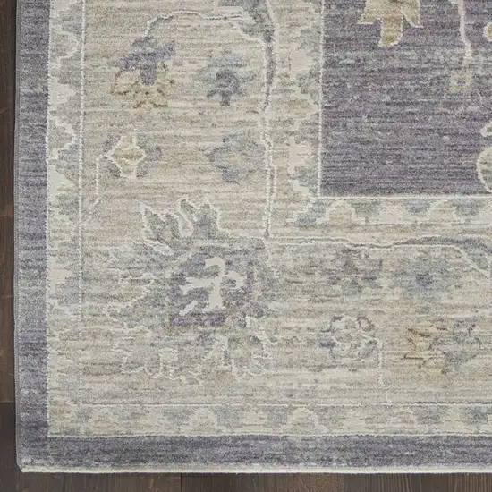 10' Charcoal Floral Runner Rug Photo 5