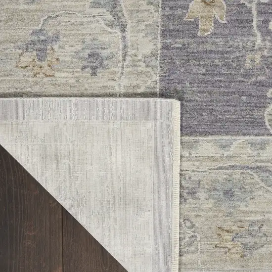 10' Charcoal Floral Runner Rug Photo 9