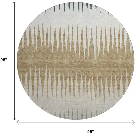 8' Charcoal Gold And Gray Striped Washable Round Rug With UV Protection Photo 8