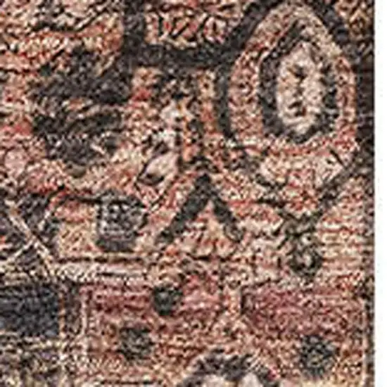8' Charcoal Gold And Rust Oriental Washable Area Rug With UV Protection Photo 2