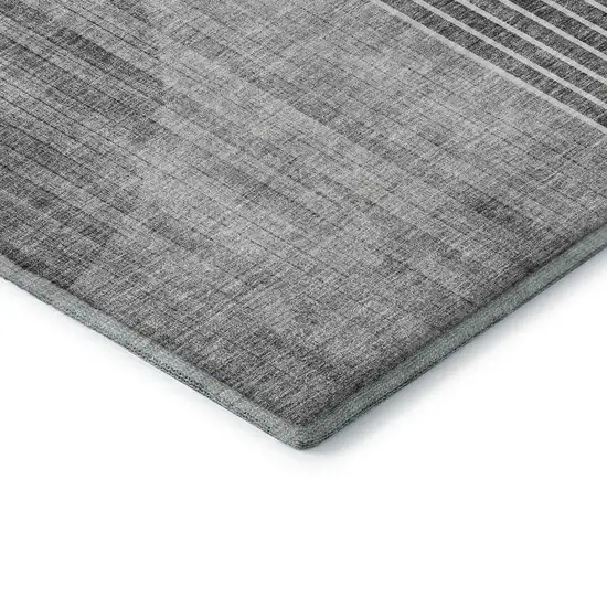 8' Charcoal Gold And Silver Geometric Washable Round Rug With UV Protection Photo 8