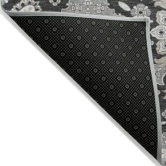 8' Charcoal Gray And Beige Round Medallion Washable Indoor Outdoor Area Rug Photo 9