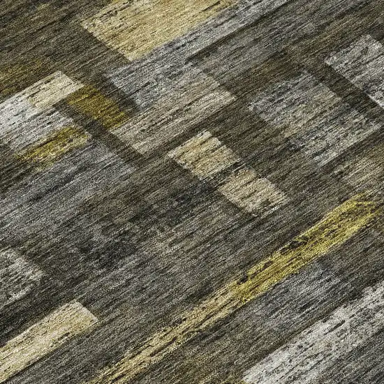 8' Charcoal Gray And Green Round Striped Washable Indoor Outdoor Area Rug Photo 9