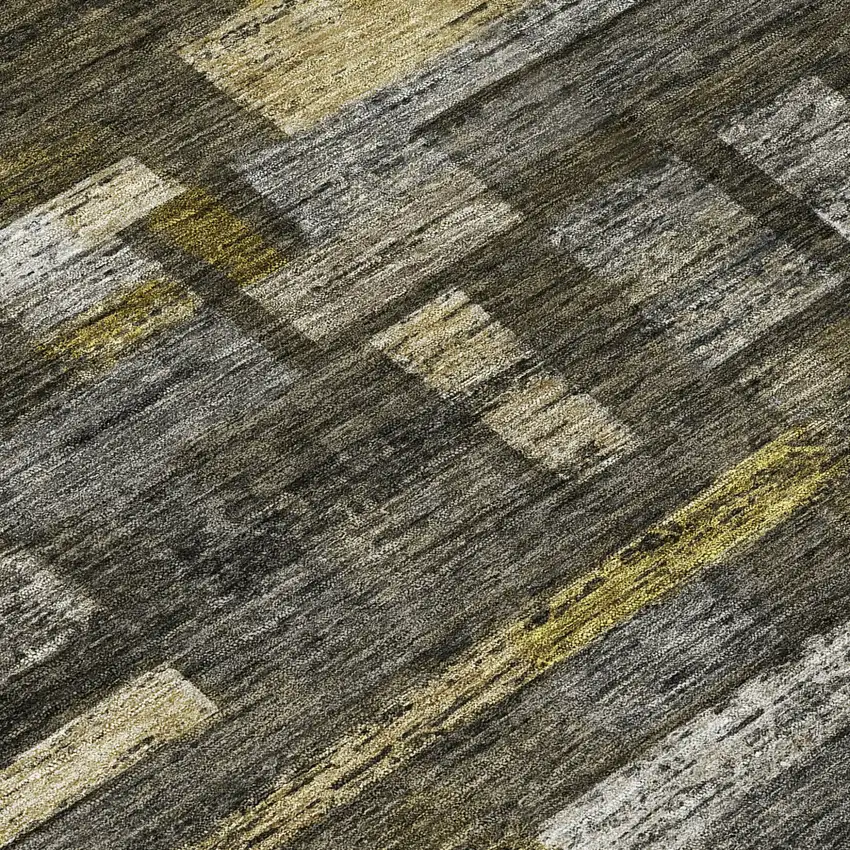 8' Charcoal Gray And Green Round Striped Washable Indoor Outdoor Area Rug Photo 9