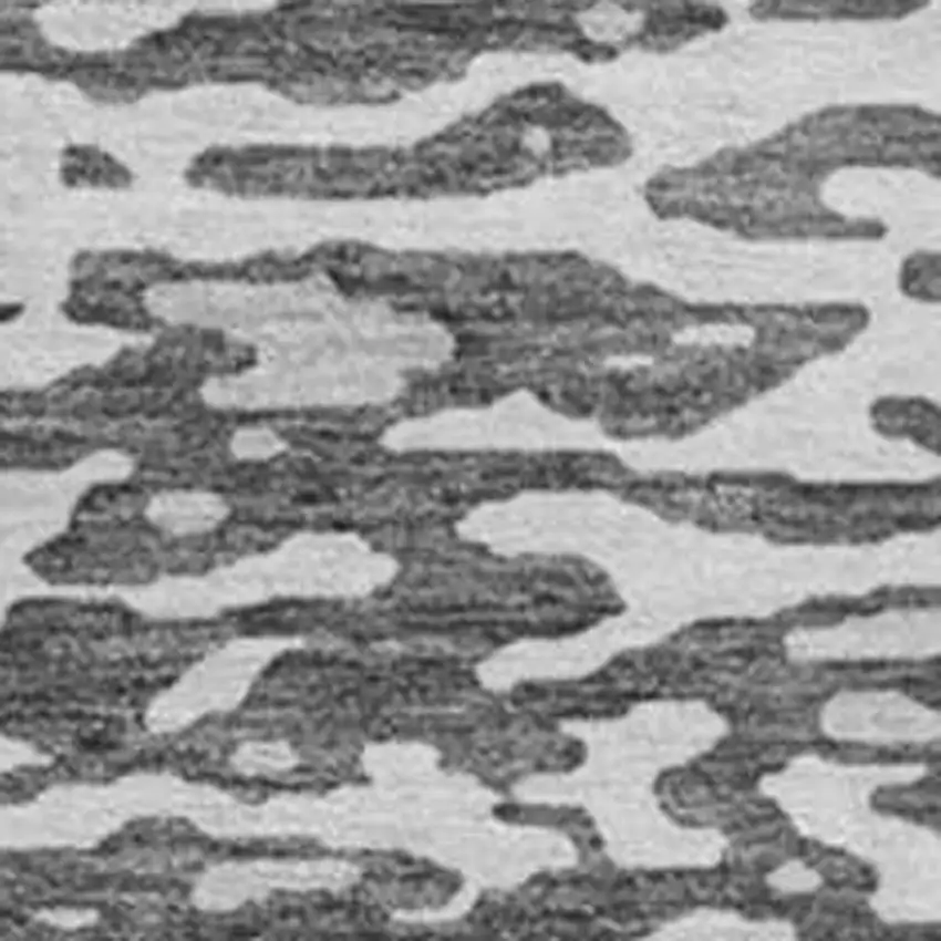 8' Charcoal Gray And Silver Abstract Washable Round Rug With UV Protection Photo 2