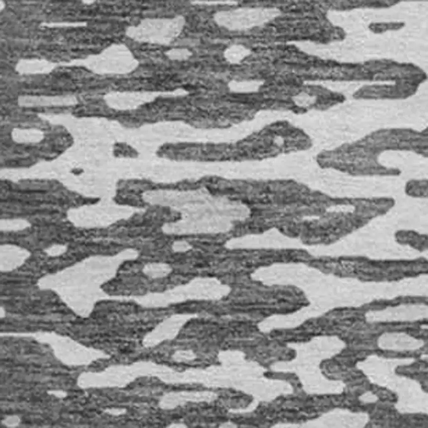 8' Charcoal Gray And Silver Abstract Washable Round Rug With UV Protection Photo 3