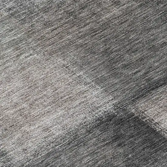 8' Charcoal Gray And Silver Round Abstract Washable Indoor Outdoor Area Rug Photo 9