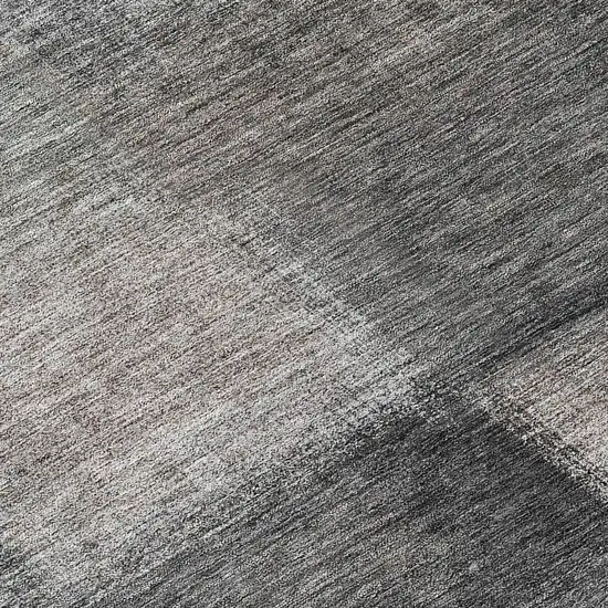 8' Charcoal Gray And Silver Round Abstract Washable Indoor Outdoor Area Rug Photo 9