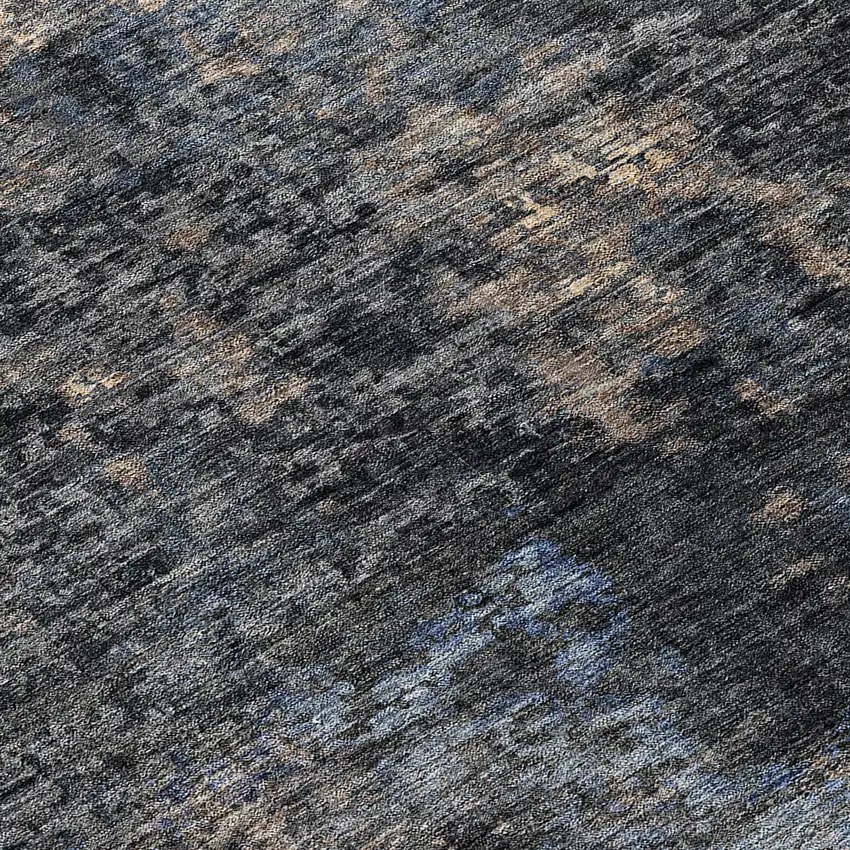 8' Charcoal Gray And Silver Round Abstract Washable Indoor Outdoor Area Rug Photo 8