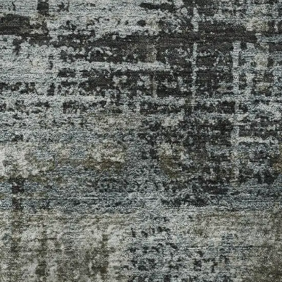 8' Charcoal Gray And Taupe Geometric Washable Round Rug With UV Protection Photo 9