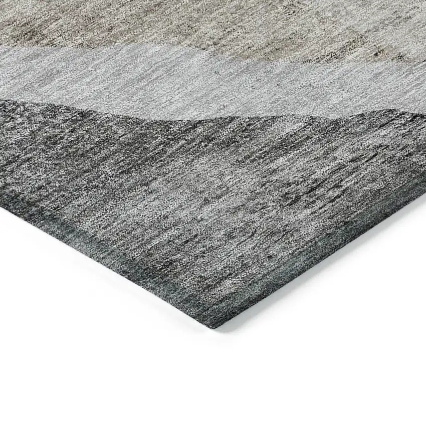 8' Charcoal Gray And Taupe Round Abstract Washable Indoor Outdoor Area Rug Photo 4