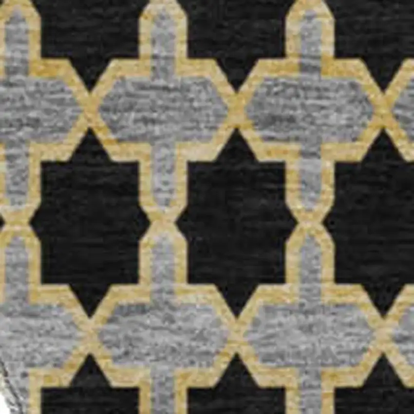 8' Charcoal Ivory And Copper Ikat Washable Round Rug With UV Protection Photo 3