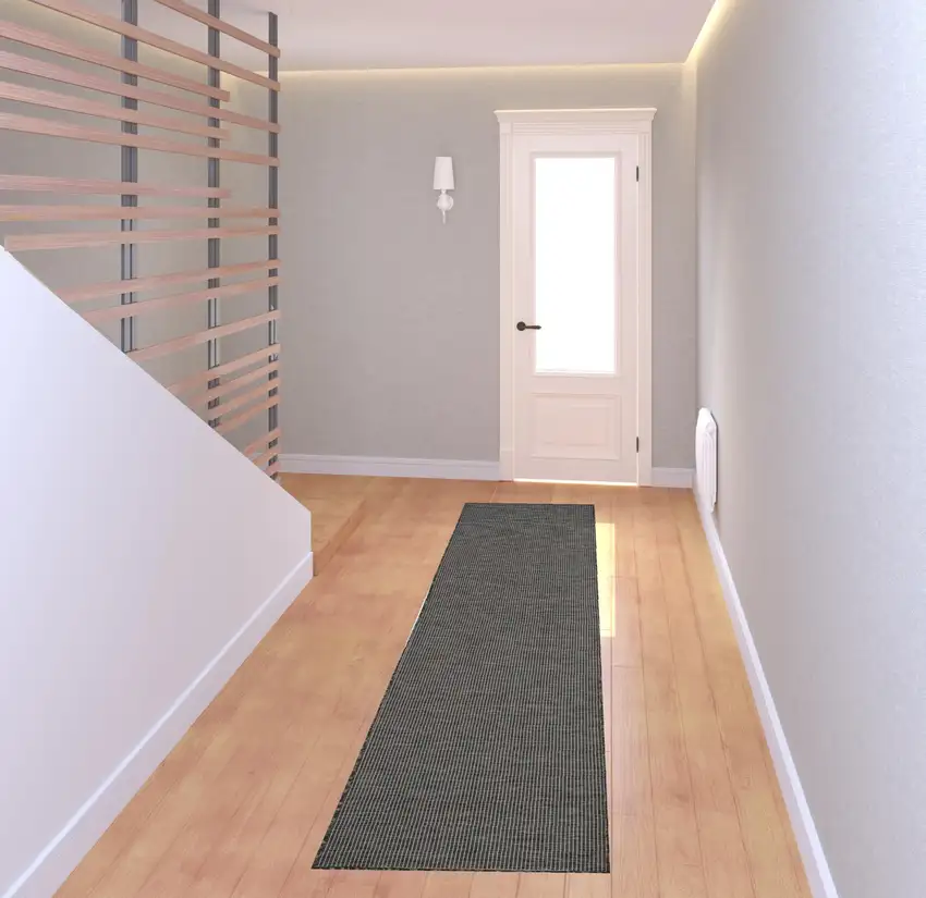 8' Charcoal Power Loom Runner Rug Photo 7