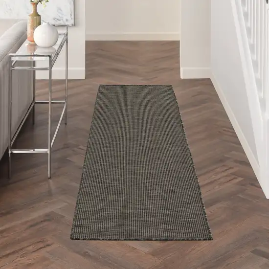 8' Charcoal Indoor Outdoor Runner Rug Photo 3