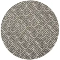 Photo of 8' Charcoal Round Floral Power Loom Area Rug