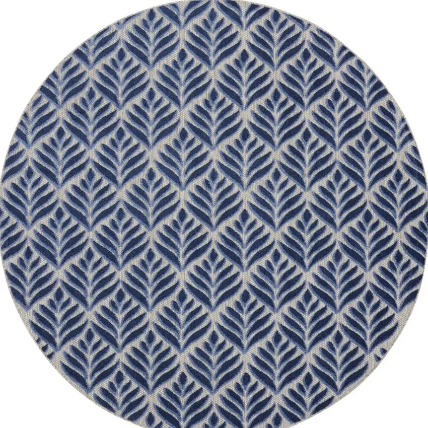 8' Charcoal Round Floral Power Loom Area Rug Photo 5