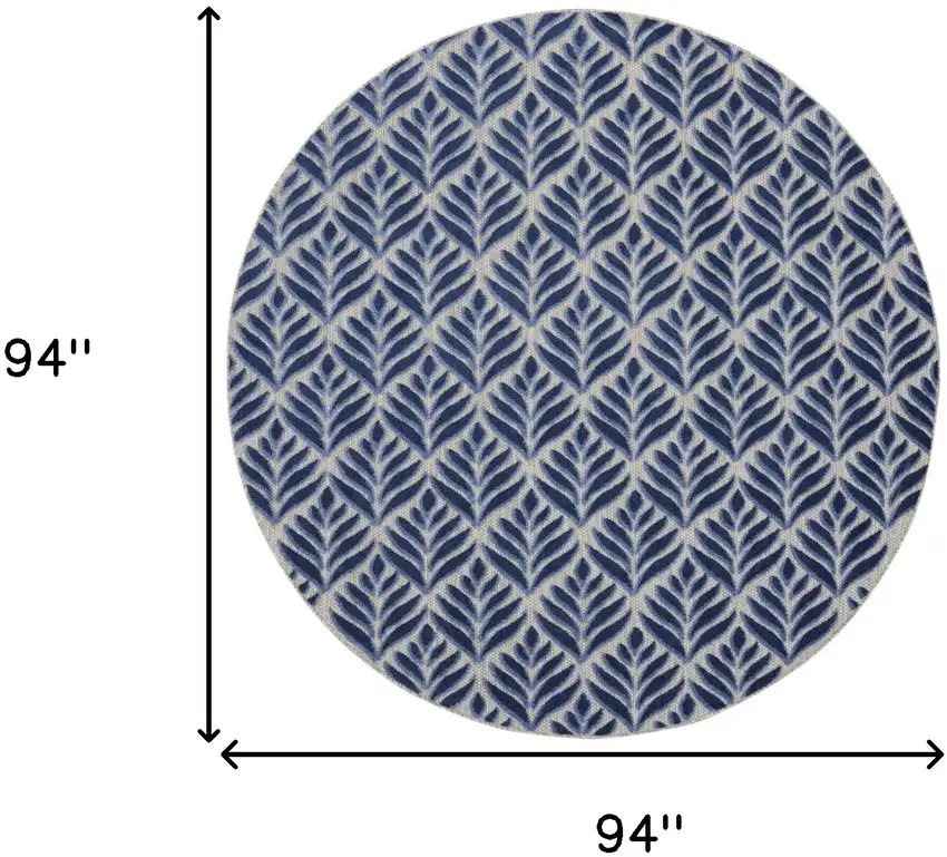 8' Charcoal Round Floral Power Loom Area Rug Photo 7