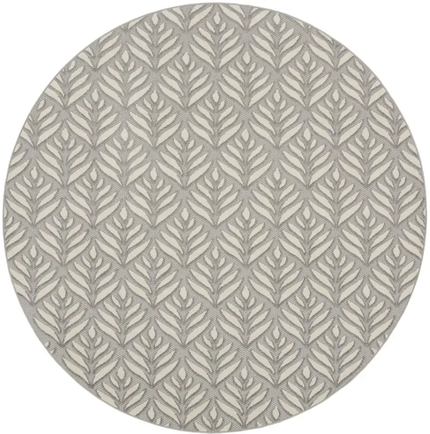8' Charcoal Round Floral Power Loom Area Rug Photo 1