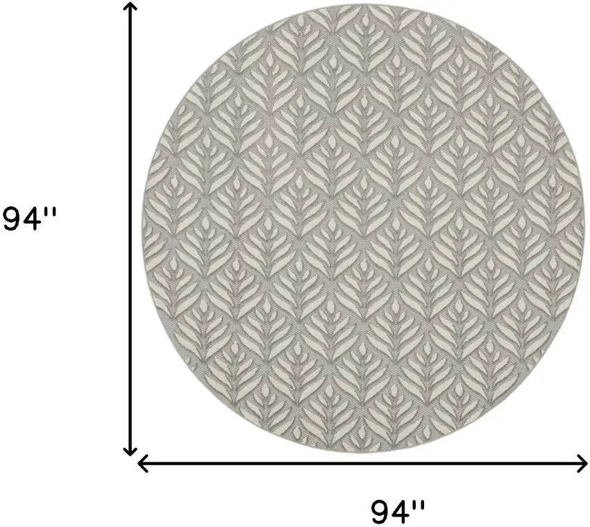 8' Charcoal Round Floral Power Loom Area Rug Photo 7