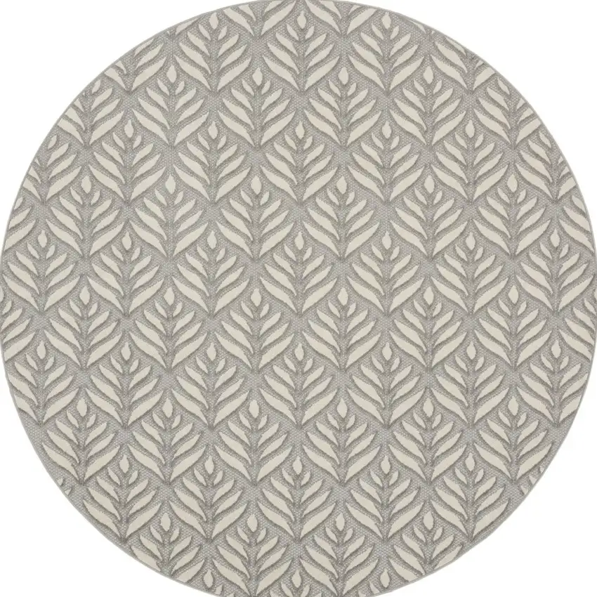 8' Charcoal Round Floral Power Loom Area Rug Photo 5