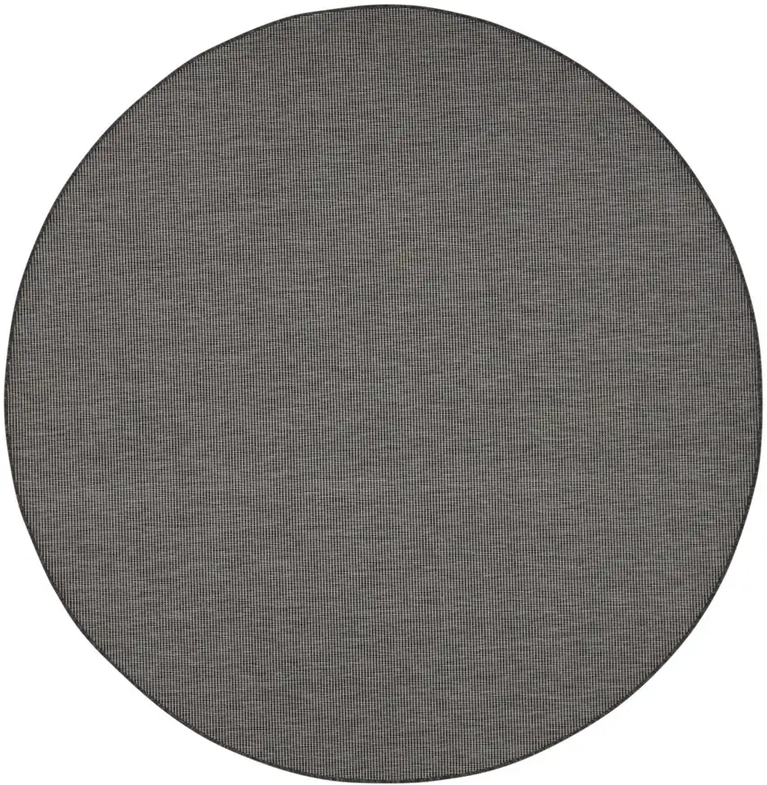 8' Charcoal Round Power Loom Area Rug Photo 1