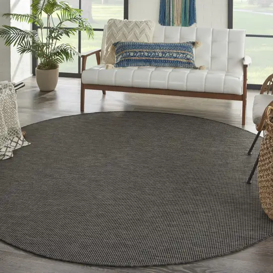 8' Charcoal Round Power Loom Area Rug Photo 5