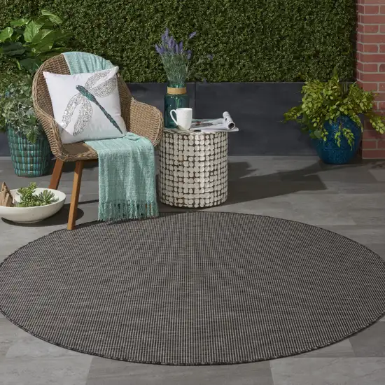 6' Charcoal Round Power Loom Area Rug Photo 7