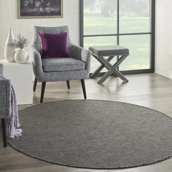 6' Charcoal Round Power Loom Area Rug Photo 5