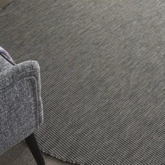 6' Charcoal Round Power Loom Area Rug Photo 4