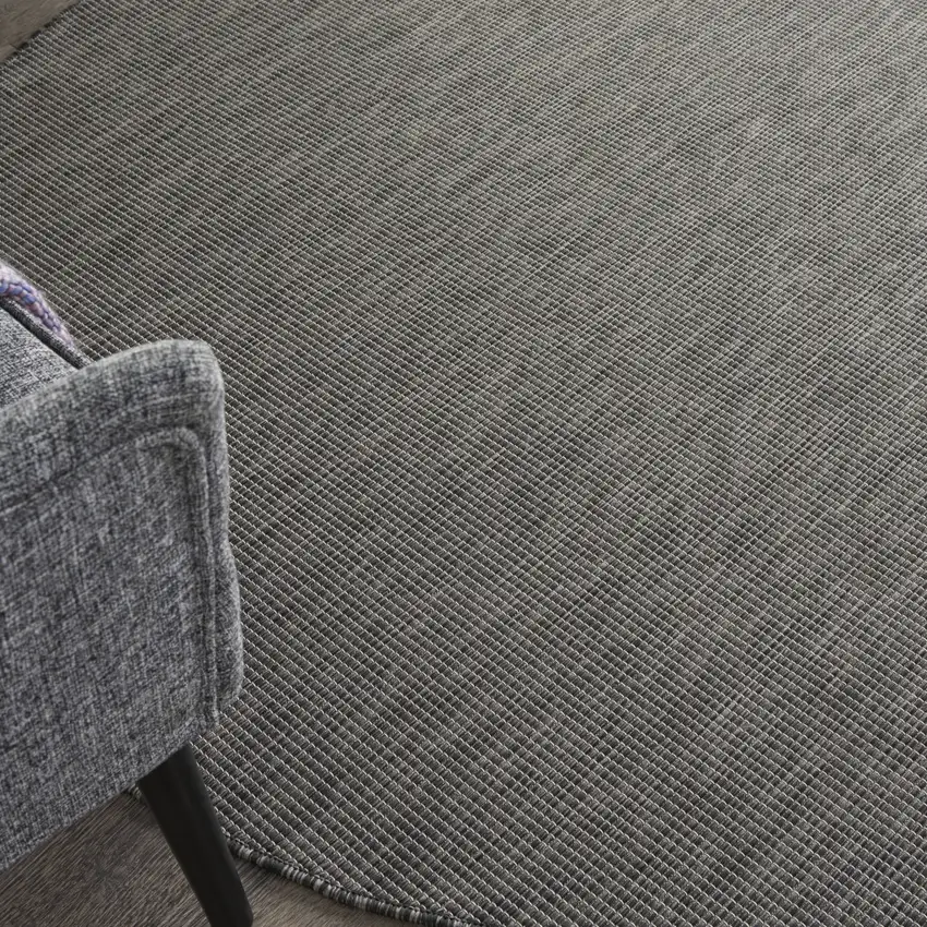 6' Charcoal Round Power Loom Area Rug Photo 4