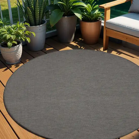 6' Charcoal Round Power Loom Area Rug Photo 1