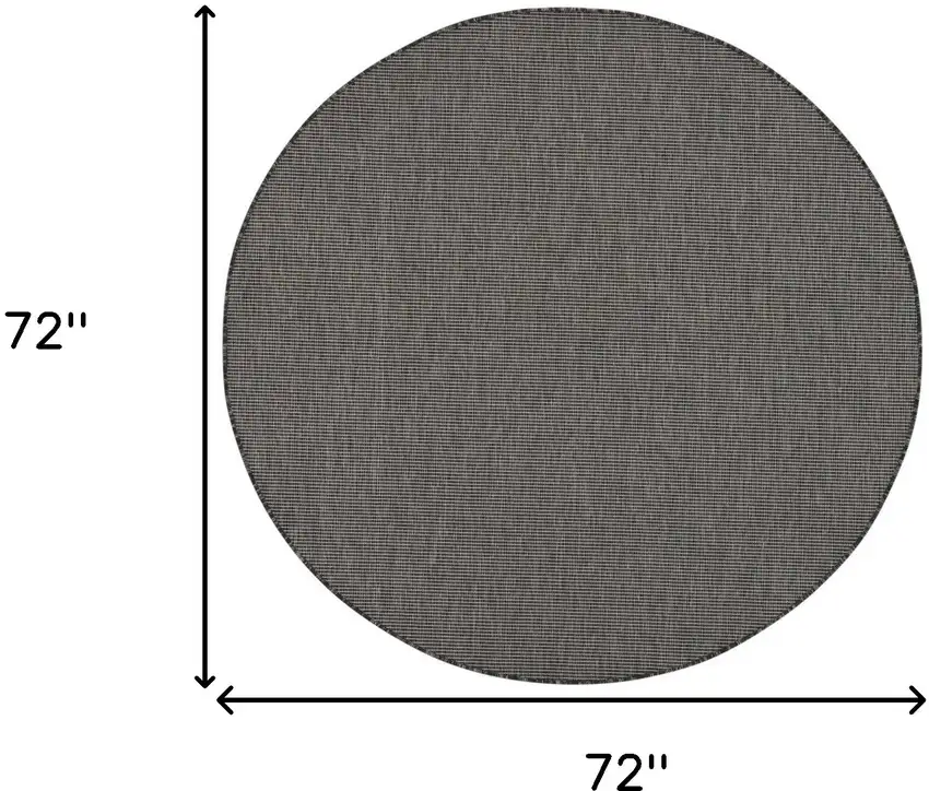 6' Charcoal Round Power Loom Area Rug Photo 8