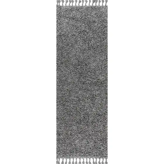 8' Charcoal Runner Rug With Fringe Photo 1