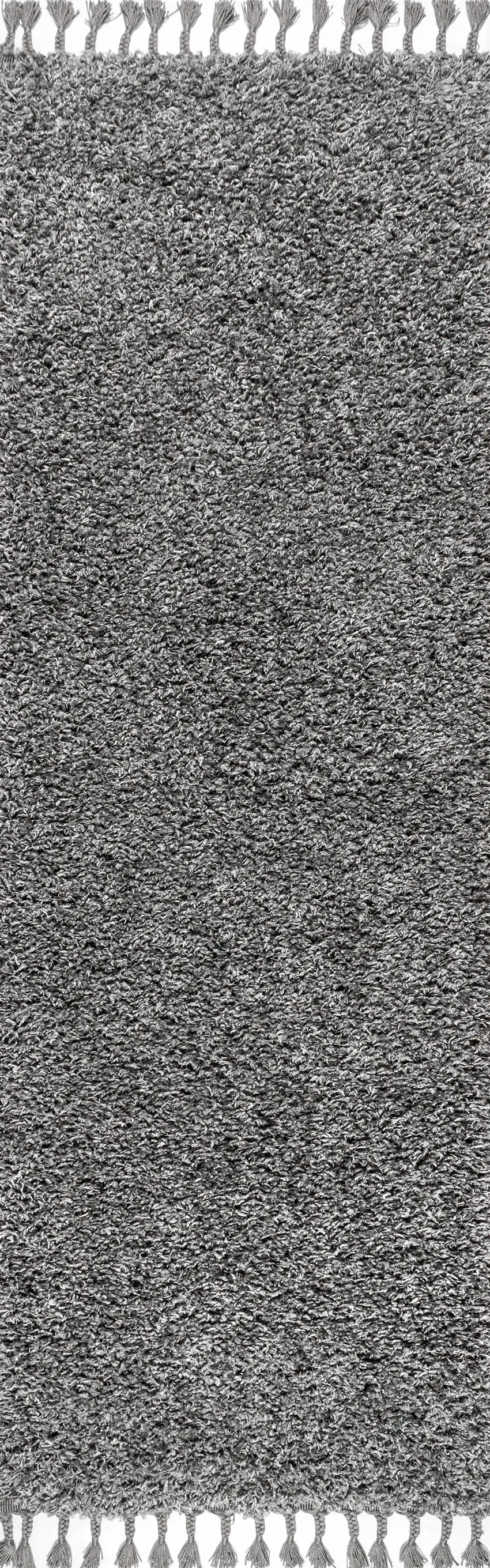 8' Charcoal Runner Rug With Fringe Photo 1