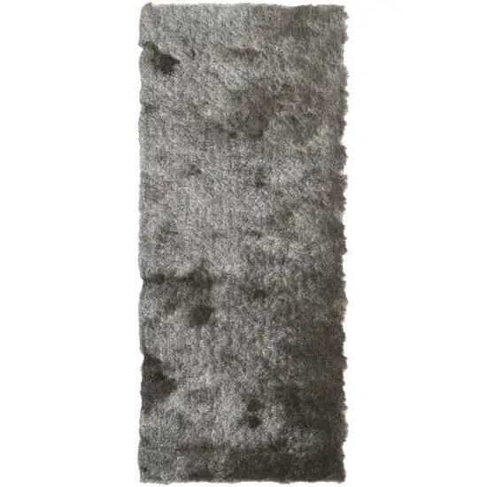 6' Charcoal Shag Hand Tufted Runner Rug Photo 1