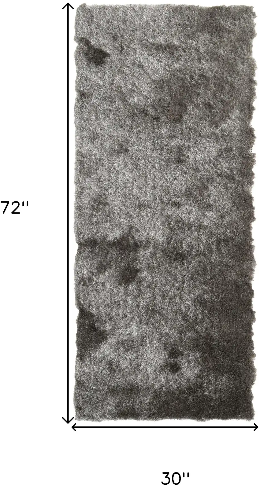 6' Charcoal Shag Hand Tufted Runner Rug Photo 6