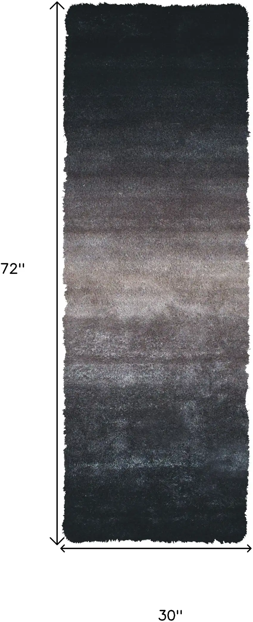 6' Charcoal Shag Hand Tufted Runner Rug Photo 3