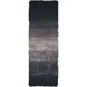 Photo of 6' Charcoal Shag Hand Tufted Runner Rug