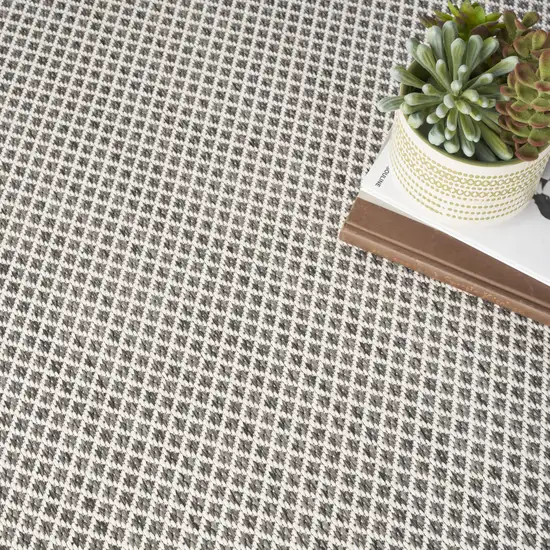8' Charcoal Square Geometric Power Loom Area Rug Photo 4