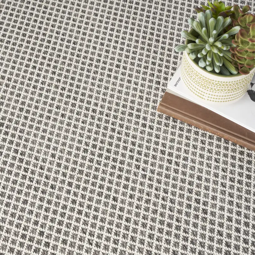 8' Charcoal Square Geometric Power Loom Area Rug Photo 4