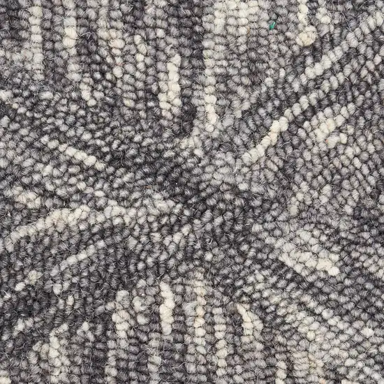 8' Charcoal and Ivory Wool Geometric Runner Rug Photo 7