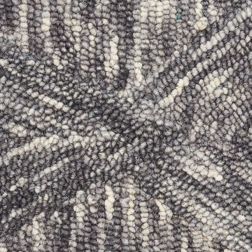 8' Charcoal and Ivory Wool Geometric Runner Rug Photo 7