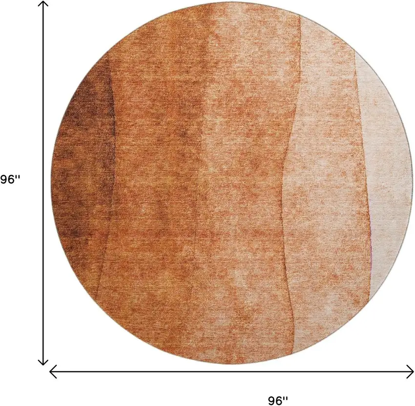 8' Chili Red And Ivory Ombre Washable Round Rug With UV Protection Photo 3