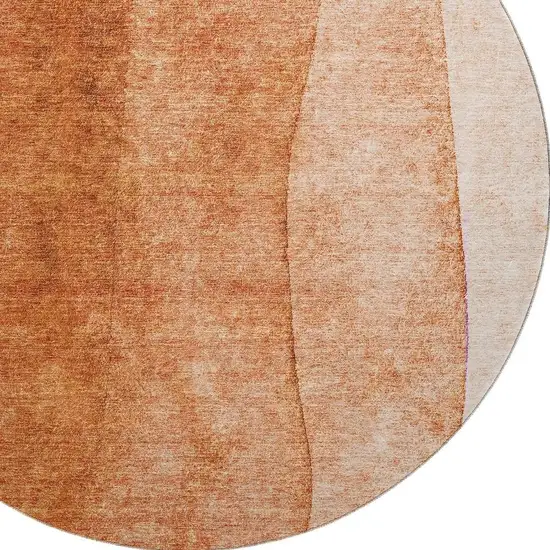 8' Chili Red And Ivory Ombre Washable Round Rug With UV Protection Photo 3