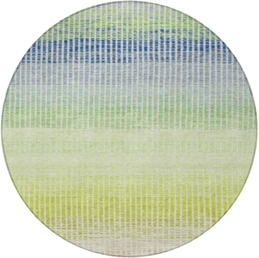 8' Chili Red Green And Blue Round Striped Washable Indoor Outdoor Area Rug Photo 4