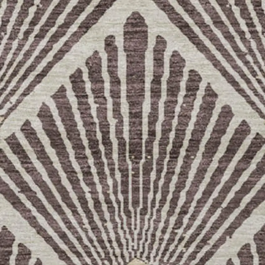 8' Chocolate And Beige Abstract Geometric Washable Round Rug With UV Protection Photo 4