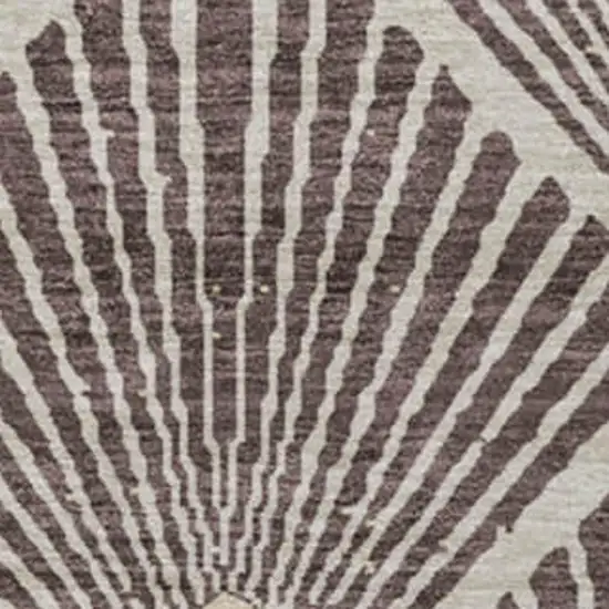 8' Chocolate And Beige Abstract Geometric Washable Round Rug With UV Protection Photo 3