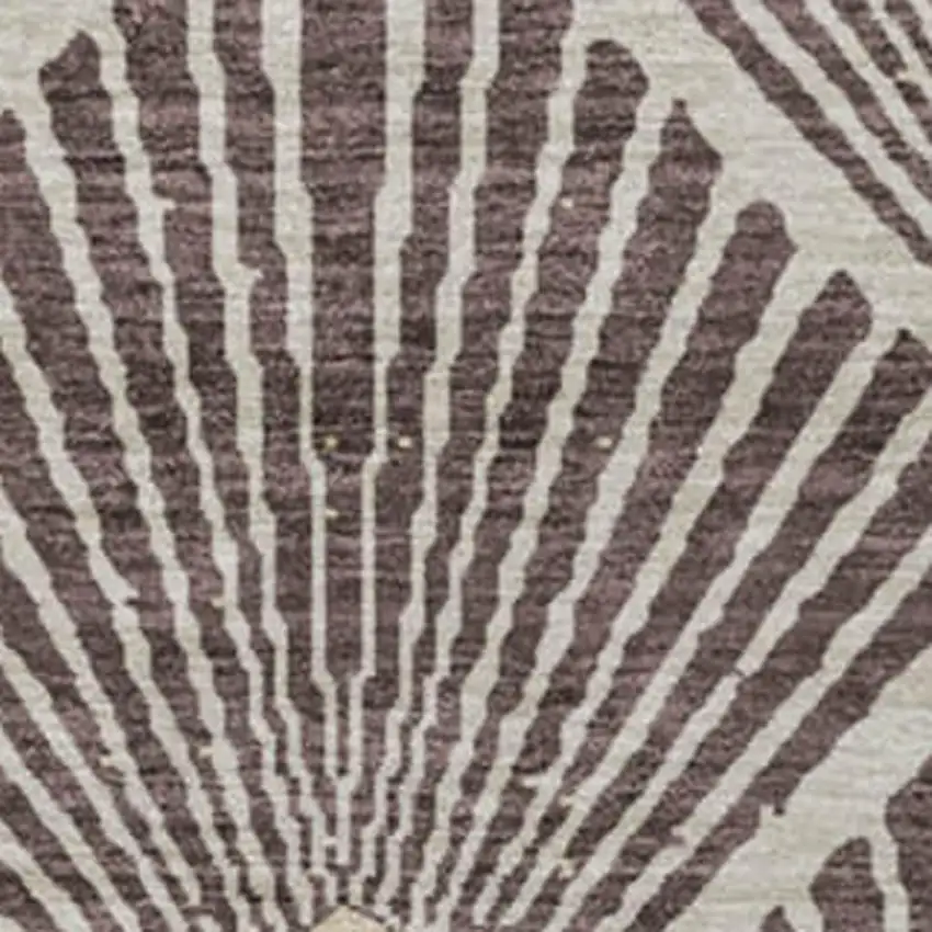 8' Chocolate And Beige Abstract Geometric Washable Round Rug With UV Protection Photo 3