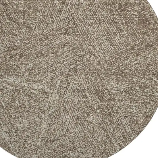 8' Chocolate And Beige Abstract Washable Round Rug With UV Protection Photo 2