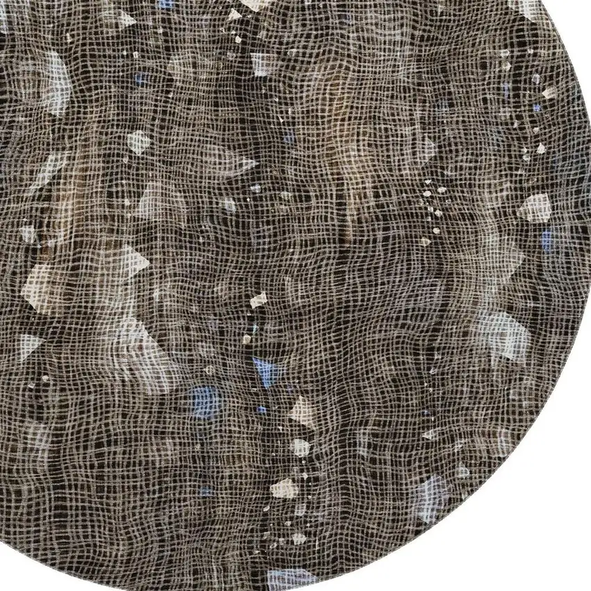 8' Chocolate And Beige Abstract Washable Round Rug With UV Protection Photo 3